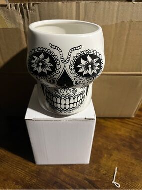 Don Julio White Sugar Skull Ceramic Mug - Decorative Skull Coffee Cup